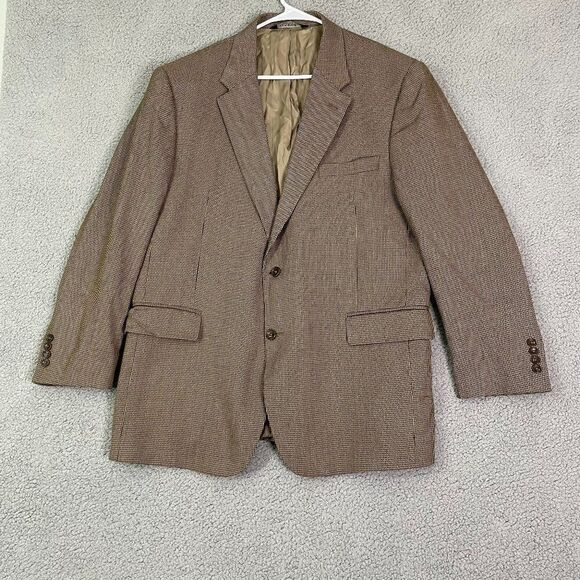 Jos.A.Bank‎ Blazer Wool Signature Collection Two Button Tan Houndstooth Mens 46R - Picture 1 of 14